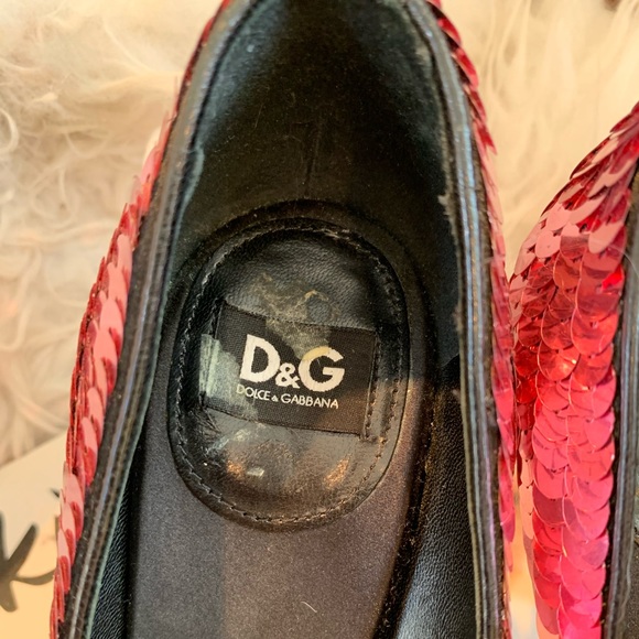 D&G Dolce & Gabbana - Pink Sequin Peep Toe Heel - Picture 14 of 14